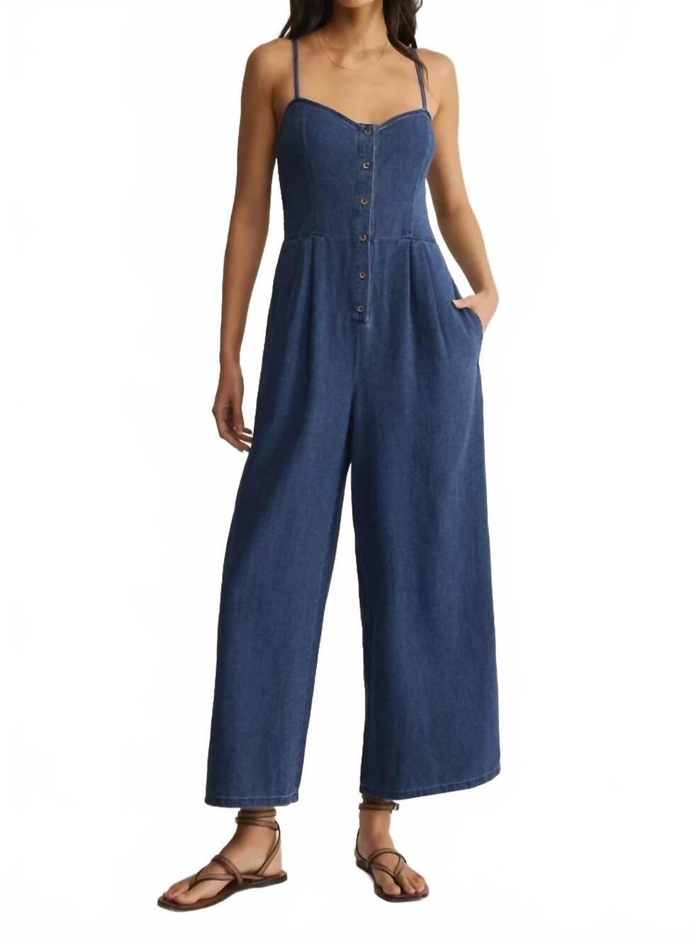 NEW Z SUPPLY angel eyes twill jumpsuit in indigo